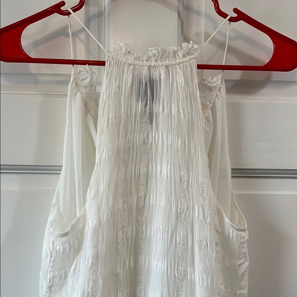 HD in Paris Anthropologie White Silk Shadow Pane V Neck Blouse Tank Top - Size 4 - Picture 11 of 12